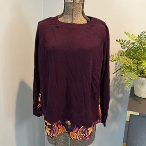 LOFT Purple Embellished Long Sleeve Blouse
